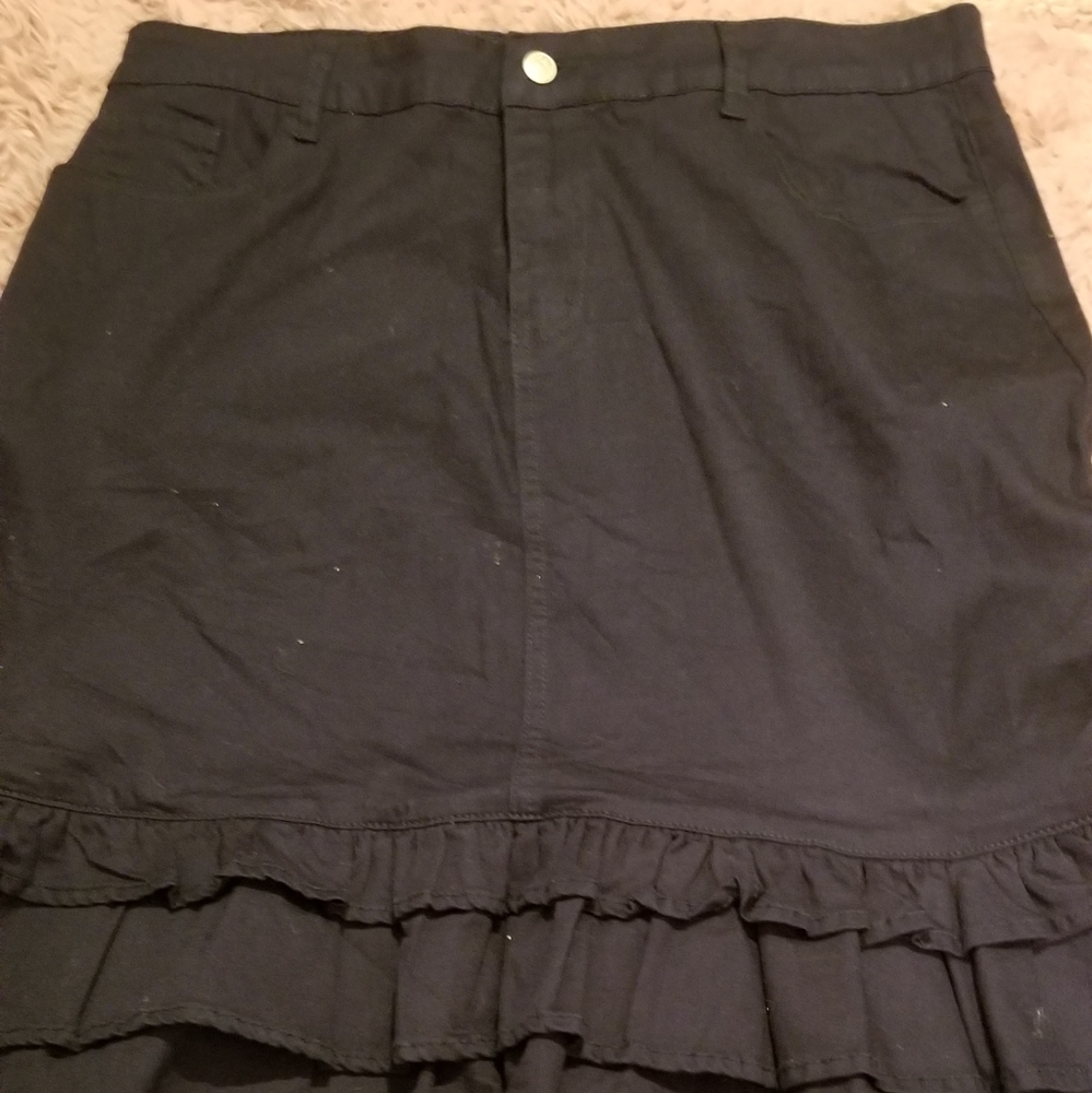 Womens ruffled denim skirt